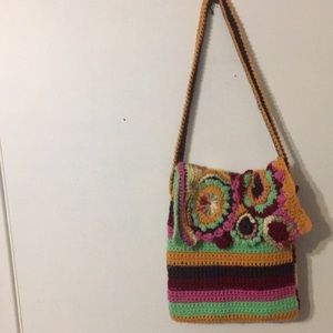 Multi colored crocheted bag handmade